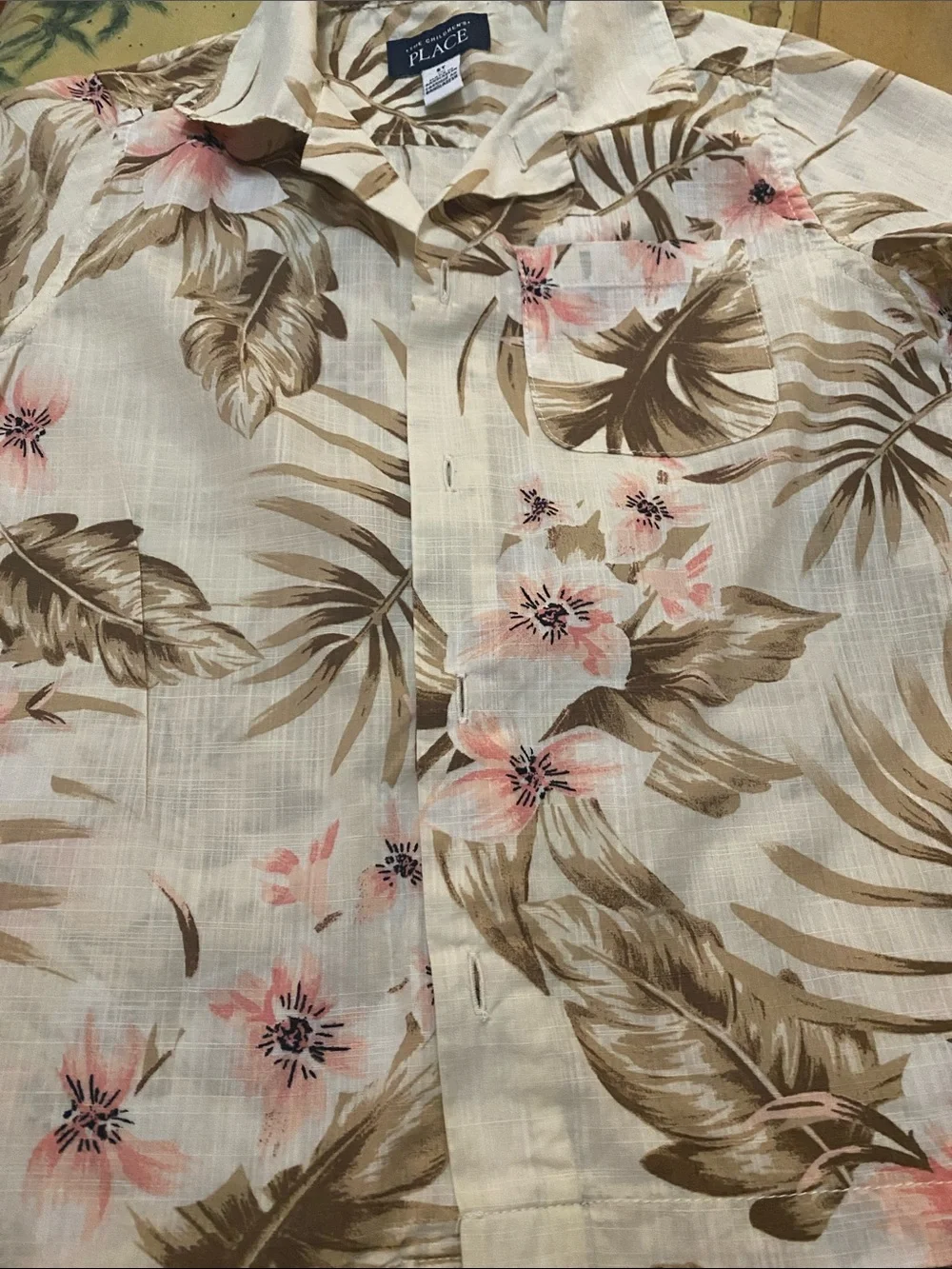 The Children's Place Cream Floral Hawaiian Shirt & Shorts Set